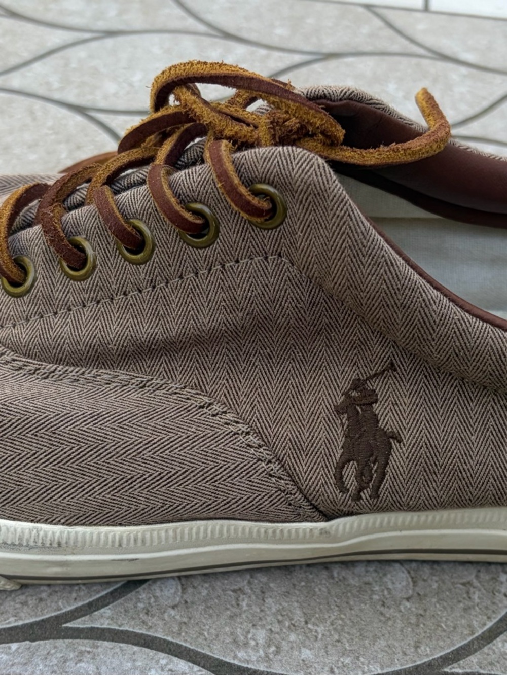 Polo by Ralph Lauren Men’s Tan Canvas Lace-Up Sneakers - Size 11.5 - Picture 2 of 7